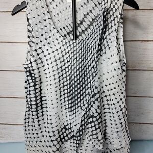 Cato Black and White Polka Dot Draped Blouse 14/16